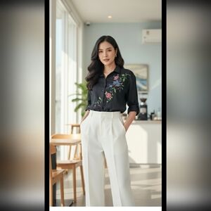 Allison Taylor Woman's  100% Linen Embroidered  Size L